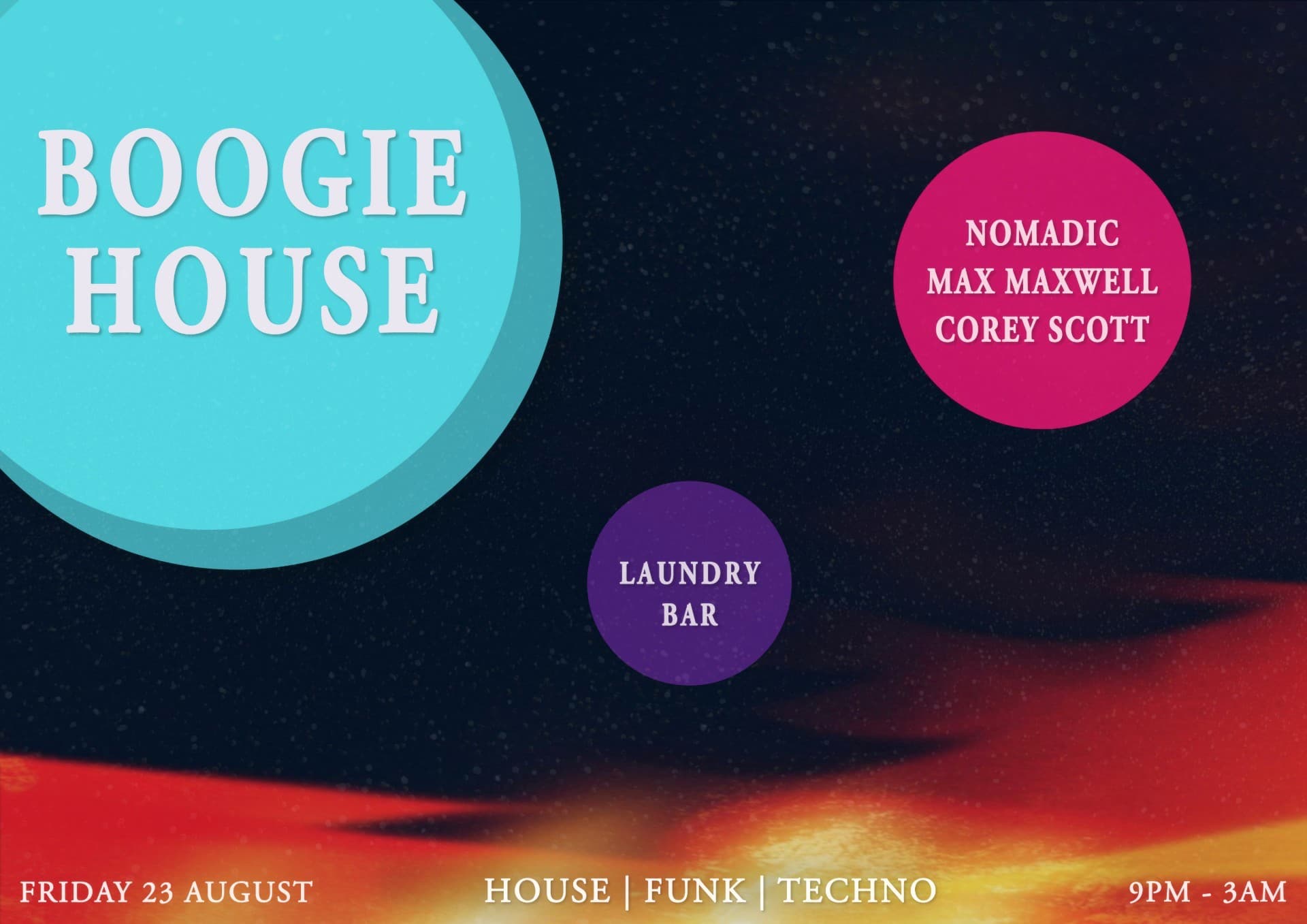 Boogie House event poster, Laundry Bar